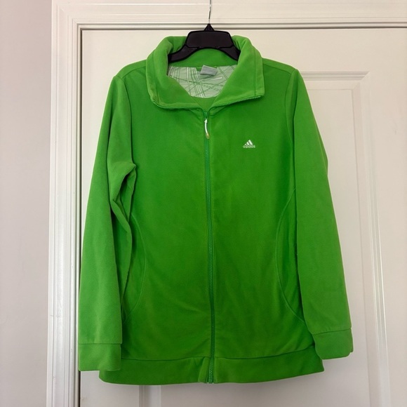 adidas Sweaters - Adidas Women's Hiking Bright Green Zip Up Soft Fleece